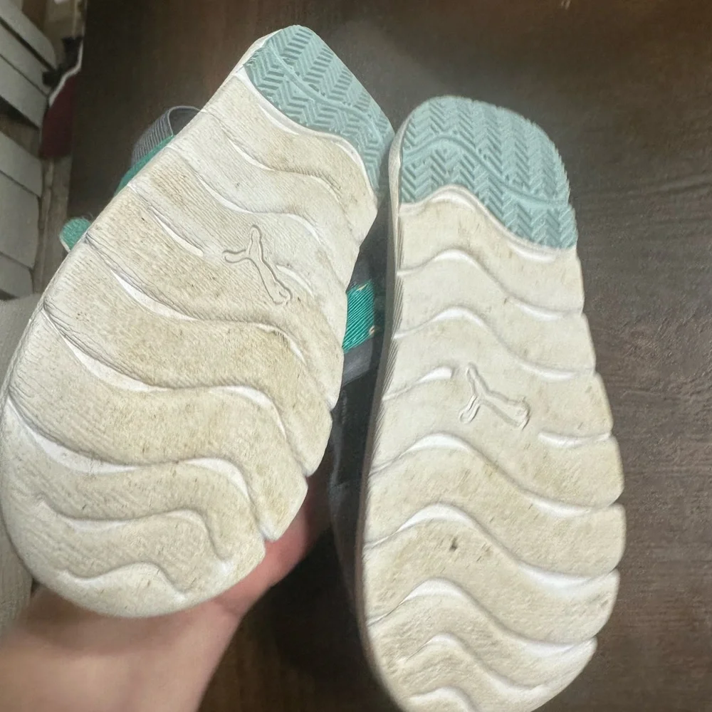 Puma Kids Gray Clog Sandals with Teal Polka Dot‎ Strap